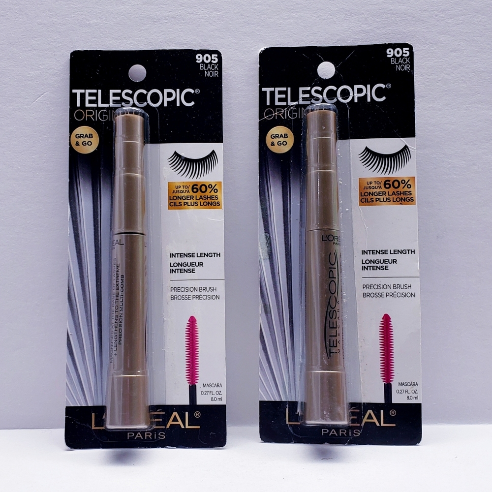 Loreal Paris Mascara Telescopic Original Grab & Go, 905 Black. 0.27 oz (2 pcs)